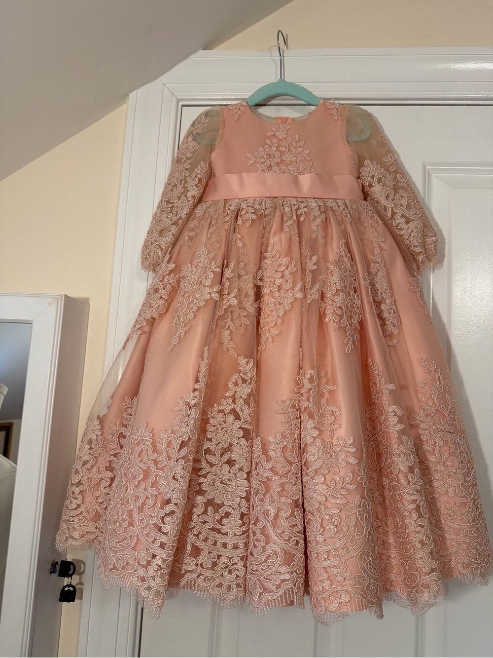 Itty Bitty Toes Peach Lace Tulle Formal Dress